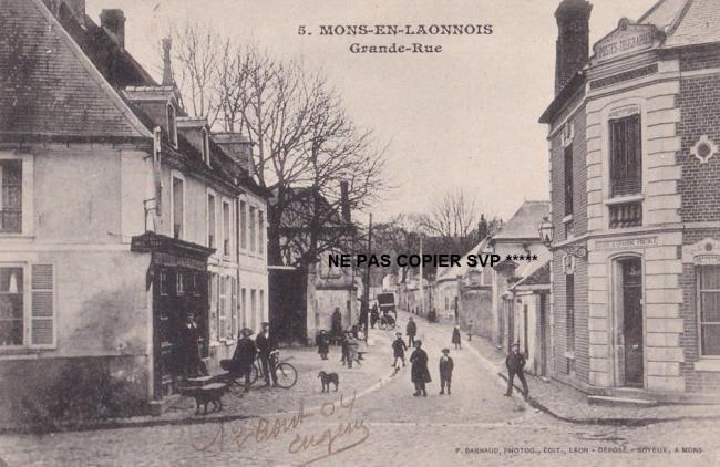 Mons en laonnois 1904 grande rue