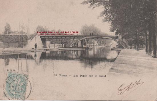 Reims les ponts sur le canal1905